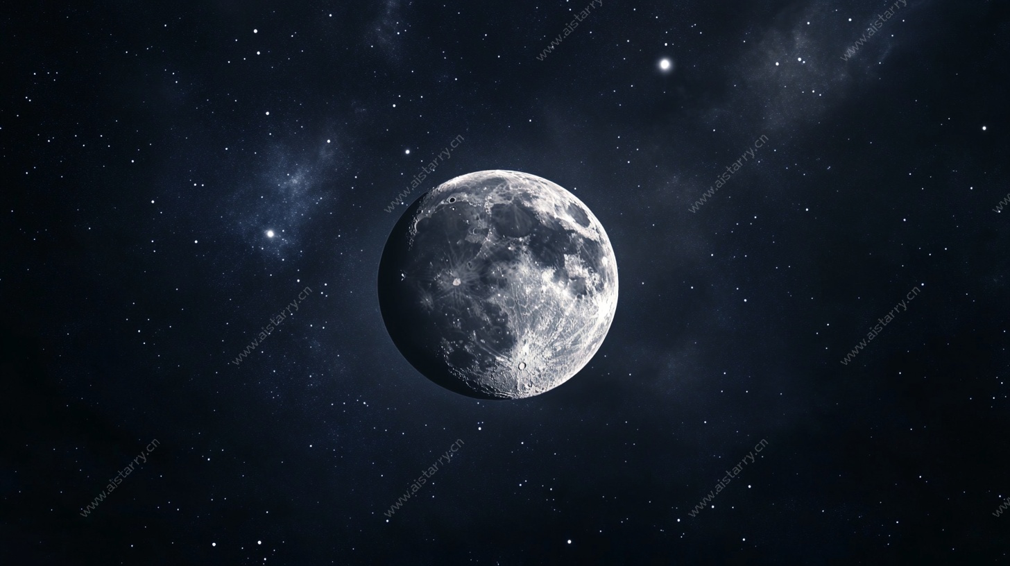 夜空中的满月与繁星