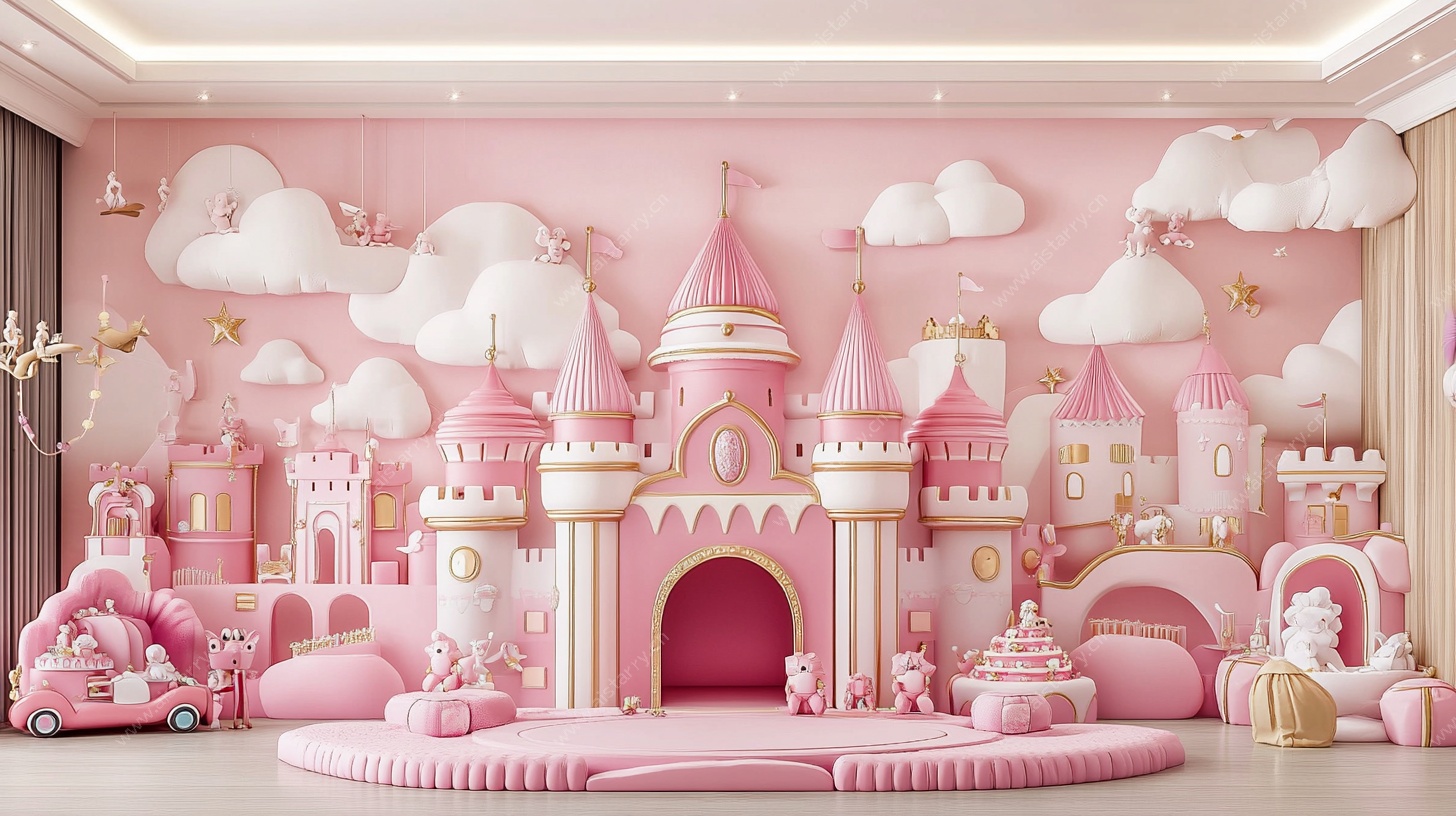 梦幻粉色公主城堡儿童房