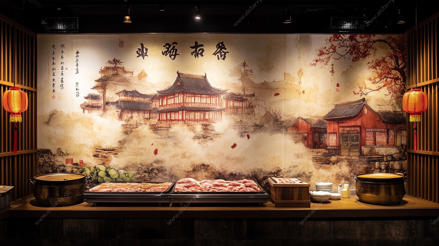中式古风烤肉店场景展示