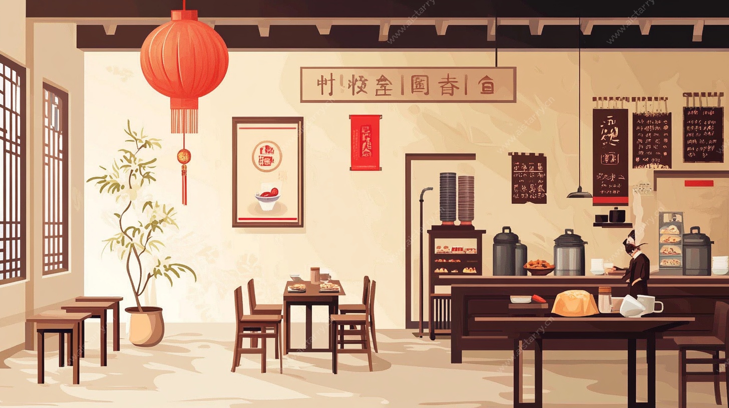 中式茶室室内温馨场景