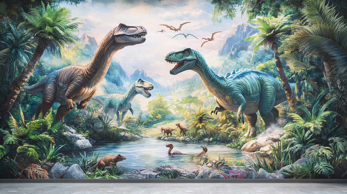 史前恐龙丛林生活场景