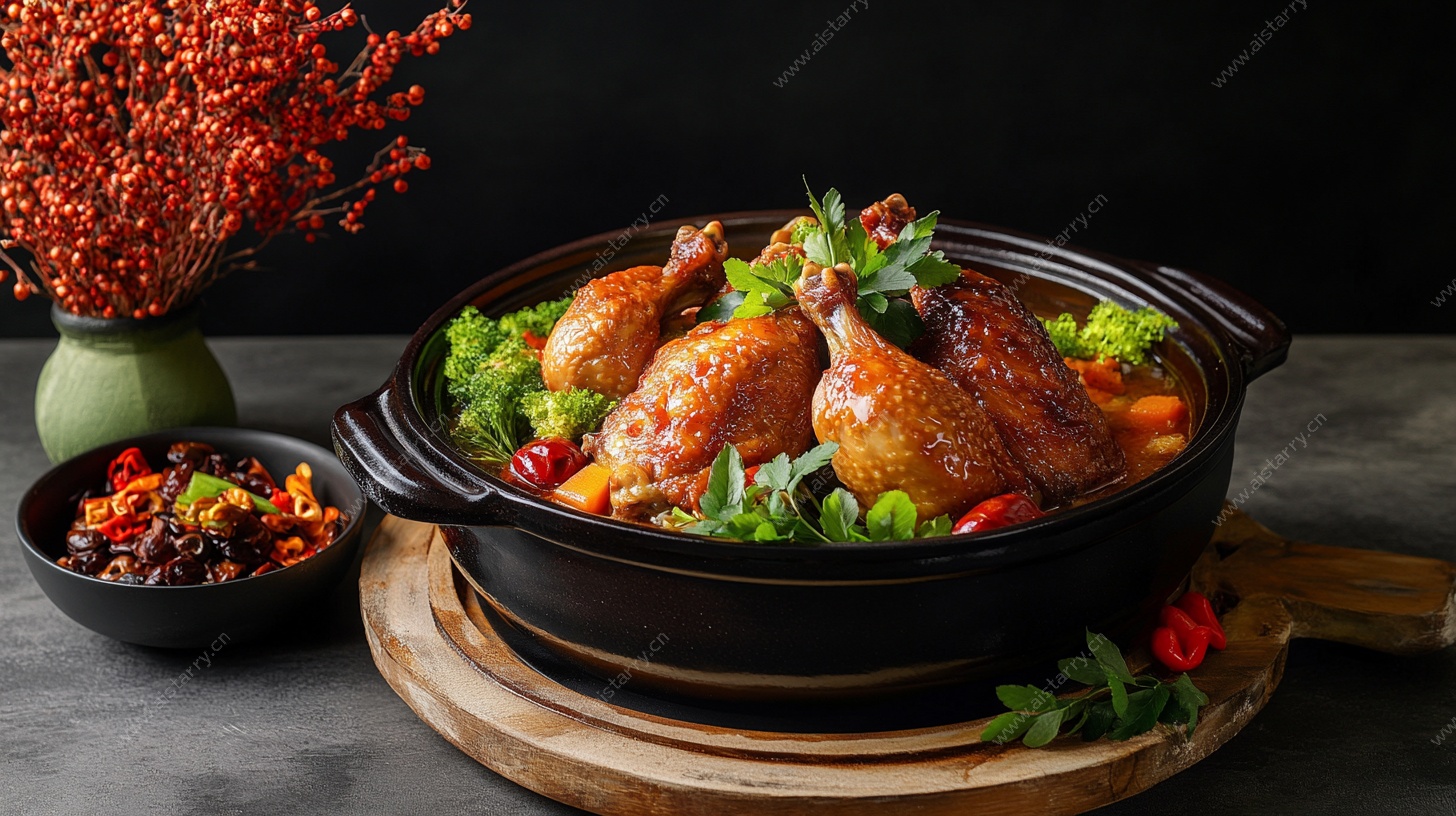 砂锅炖整鸡 美味诱人