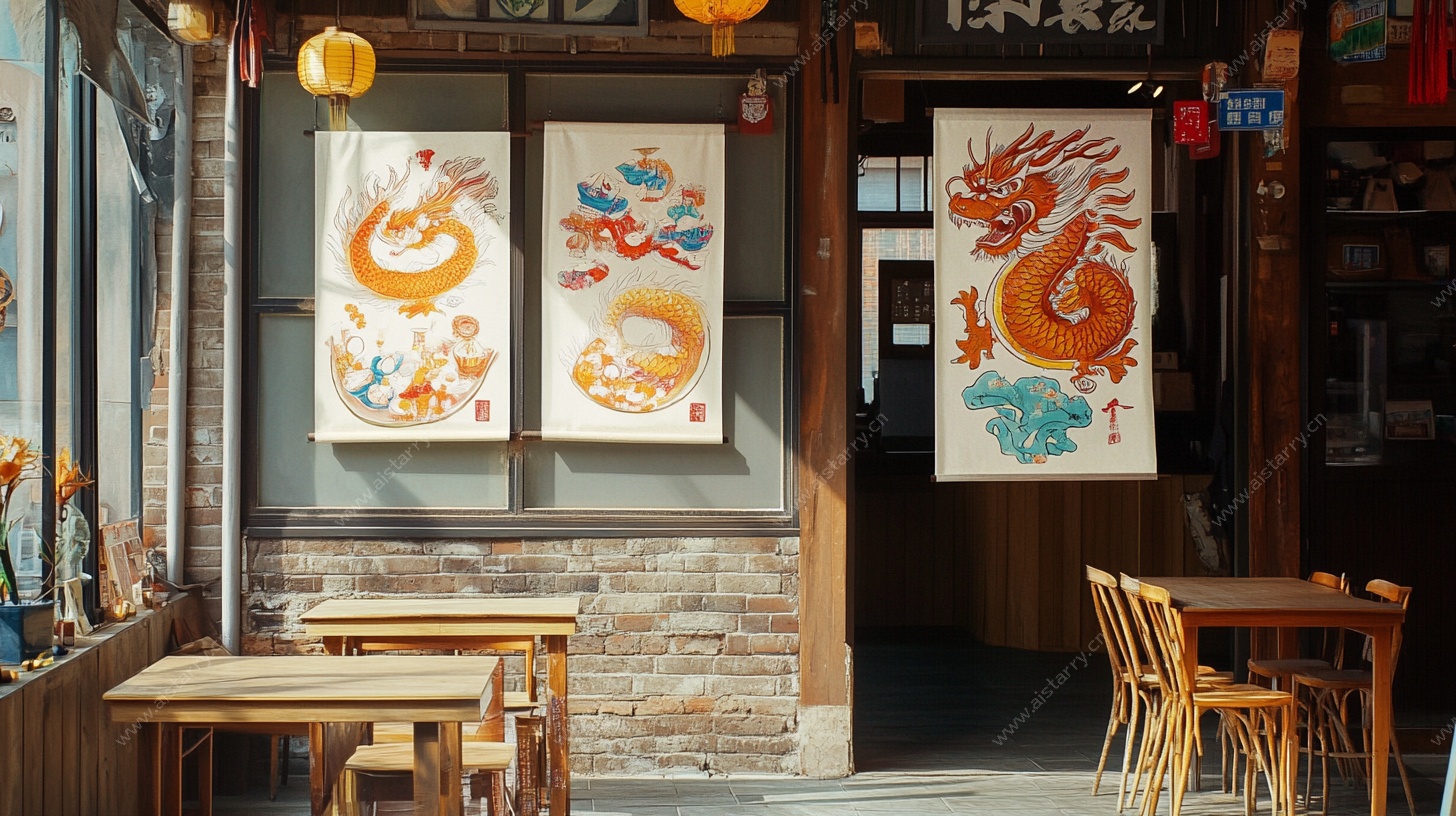 中式餐馆内的龙主题装饰