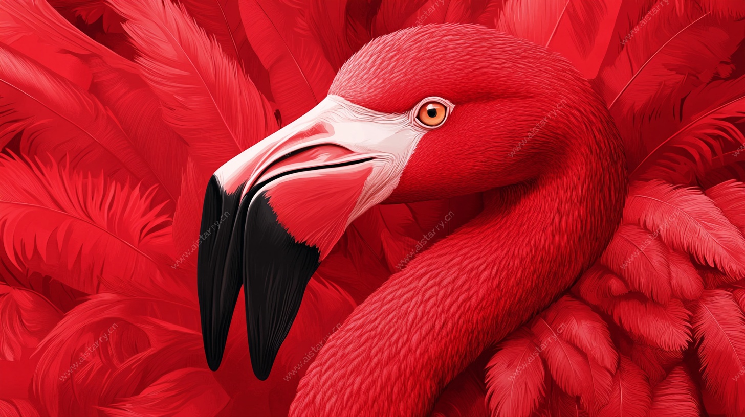 鲜艳火烈鸟特写