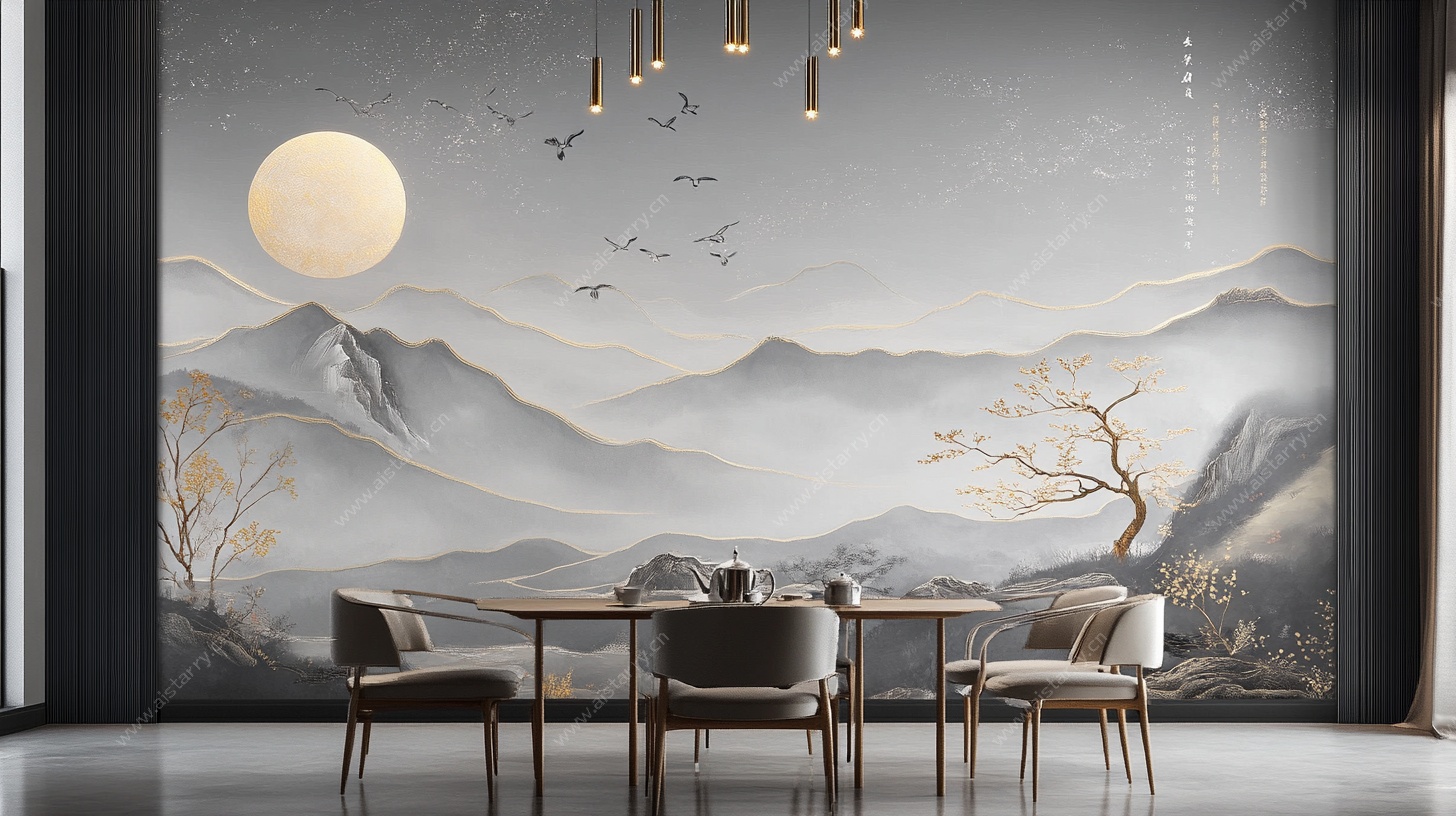 中式山水风客厅装饰画