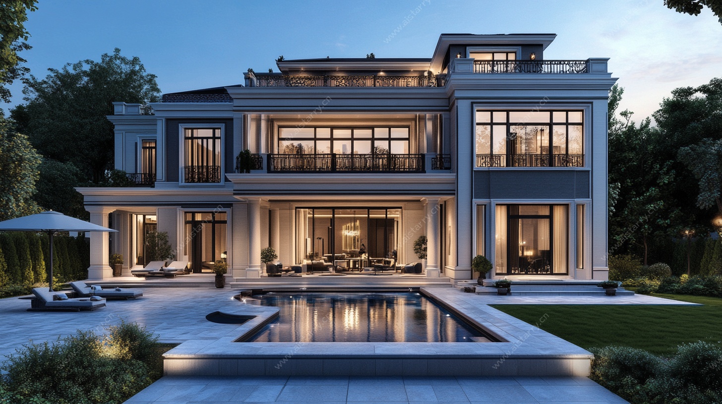 现代豪华别墅庭院景观