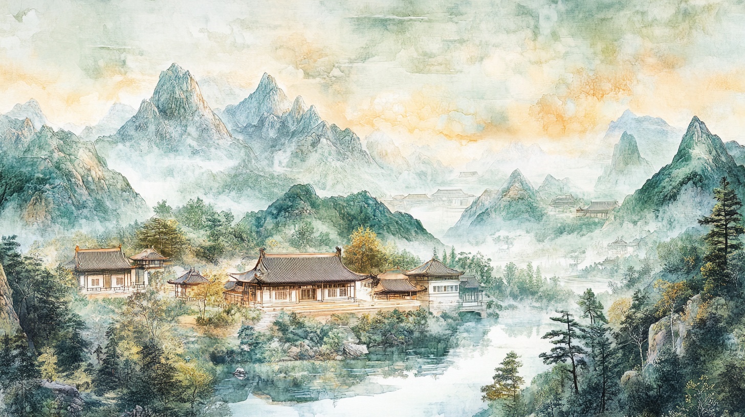 水墨山水间的静谧村落