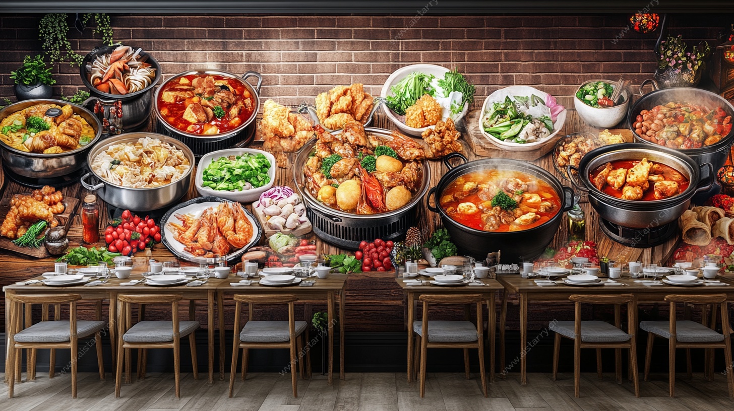 丰盛中式菜肴摆满桌