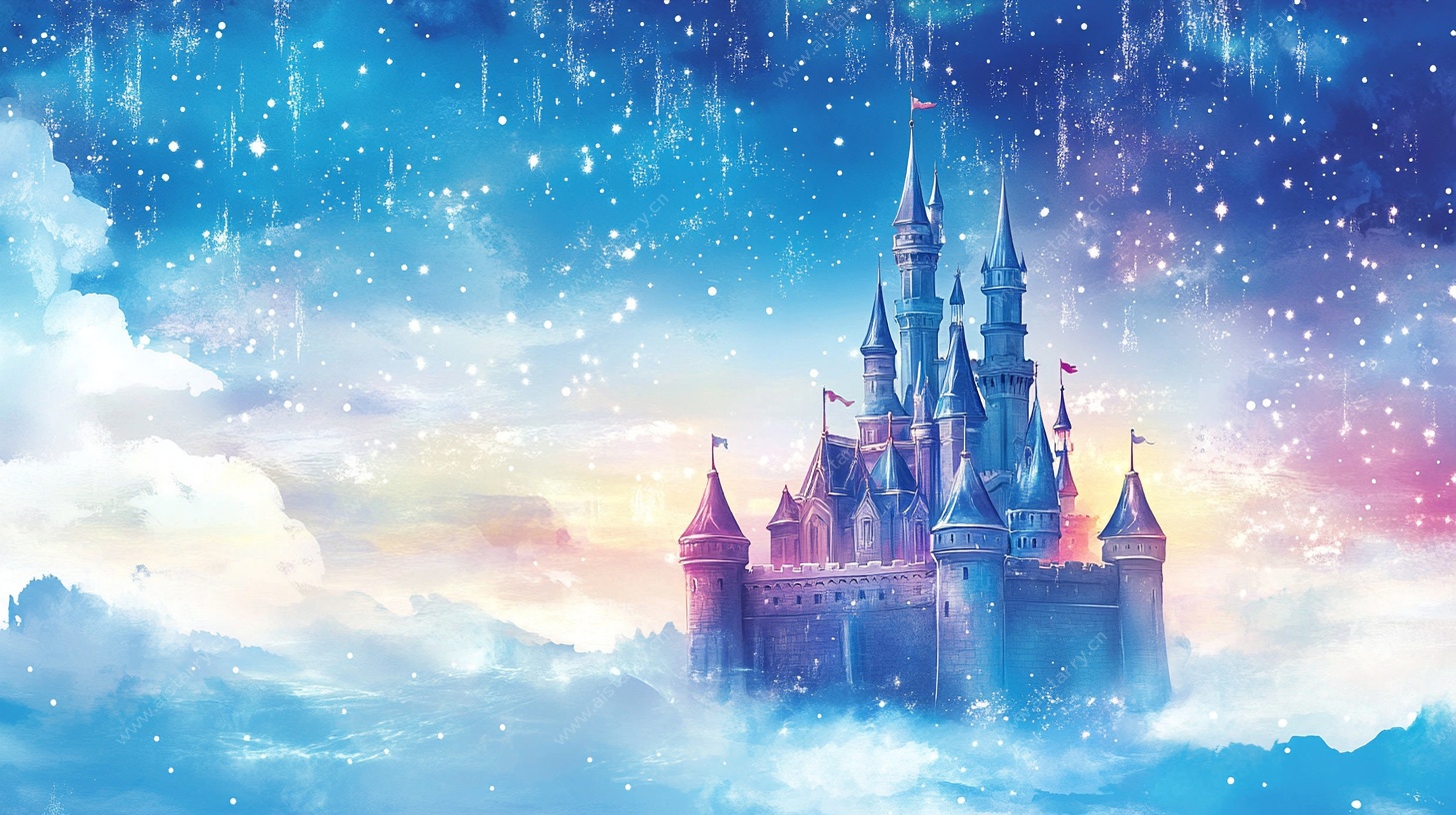 梦幻星空下的童话城堡