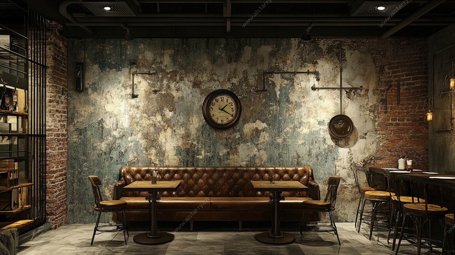 工业风复古风餐厅室内场景