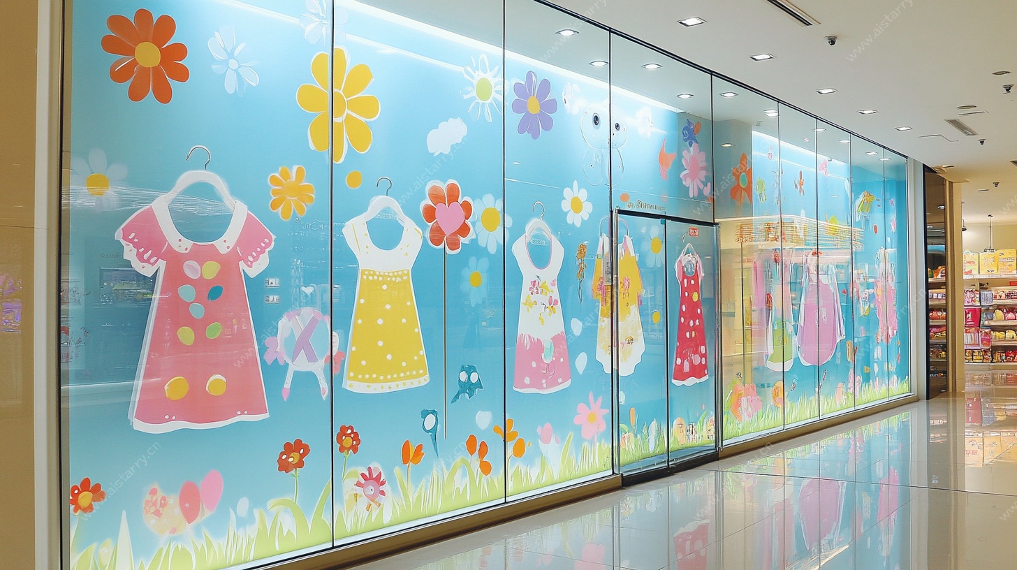 童装店橱窗装饰画展示