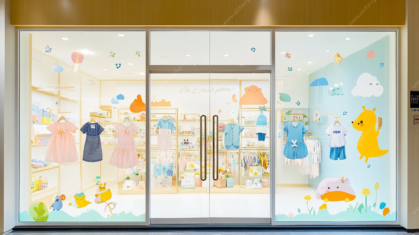 可爱童装店橱窗展示