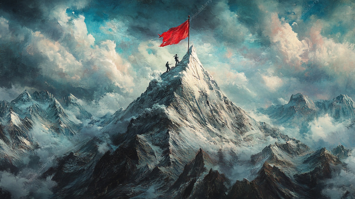 登顶高峰展红旗