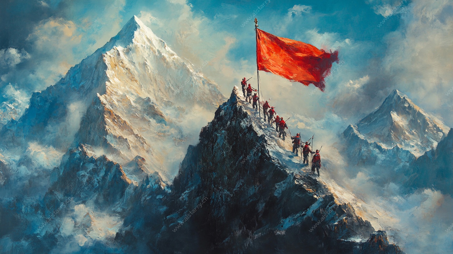 登顶高峰展红旗