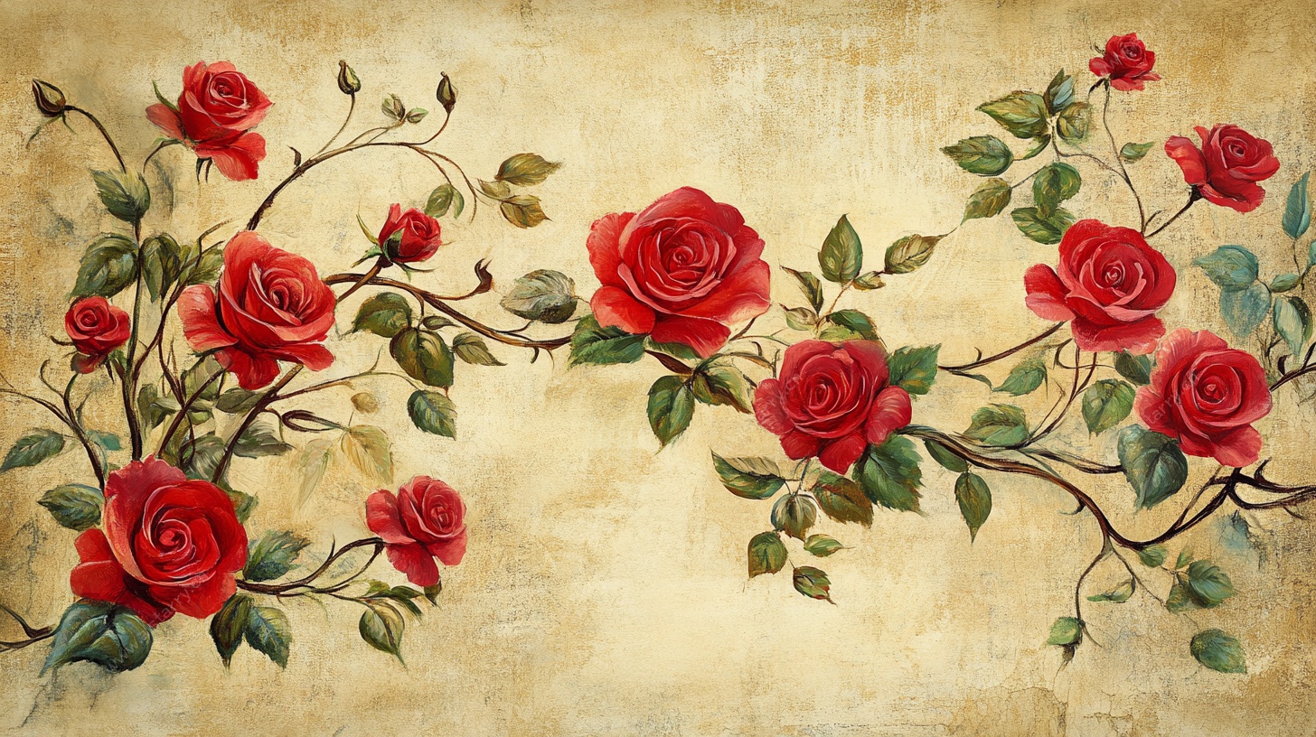 复古风红玫瑰装饰画