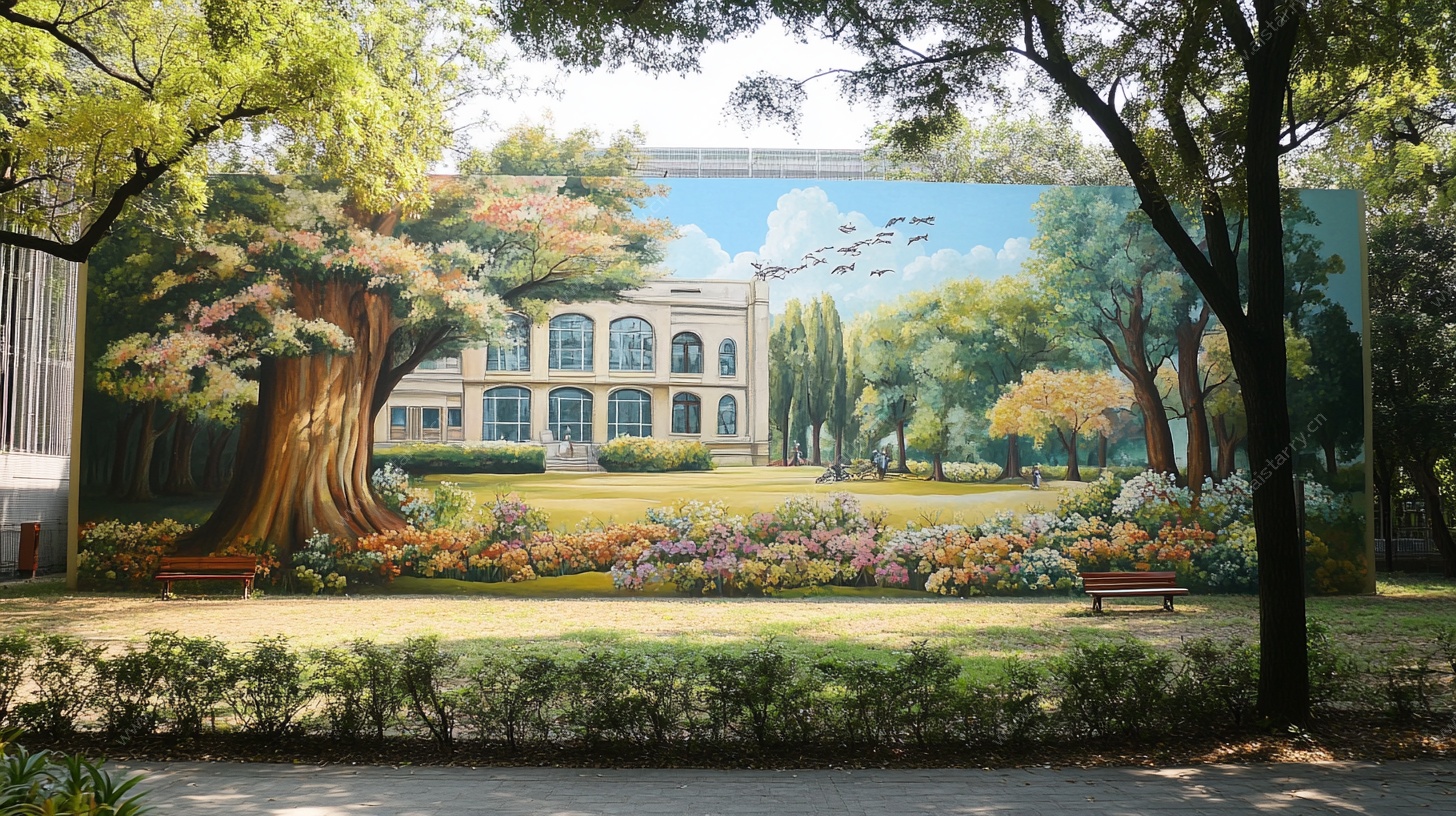 户外精美花园主题墙绘