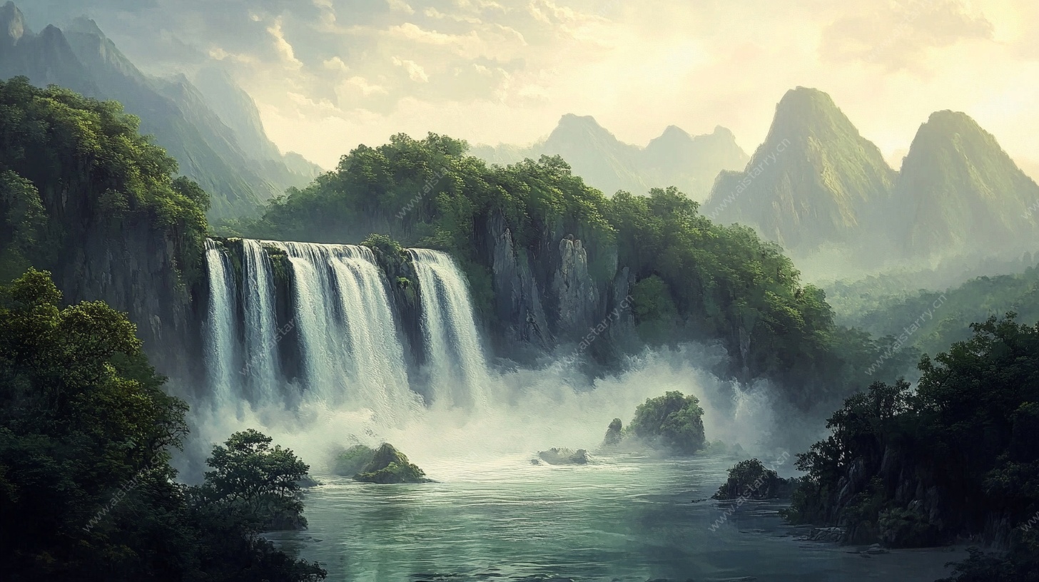 梦幻山水瀑布景观图