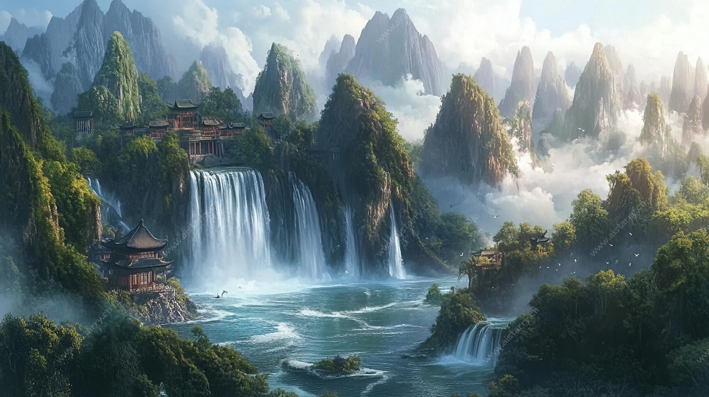 梦幻山水间的中式仙境