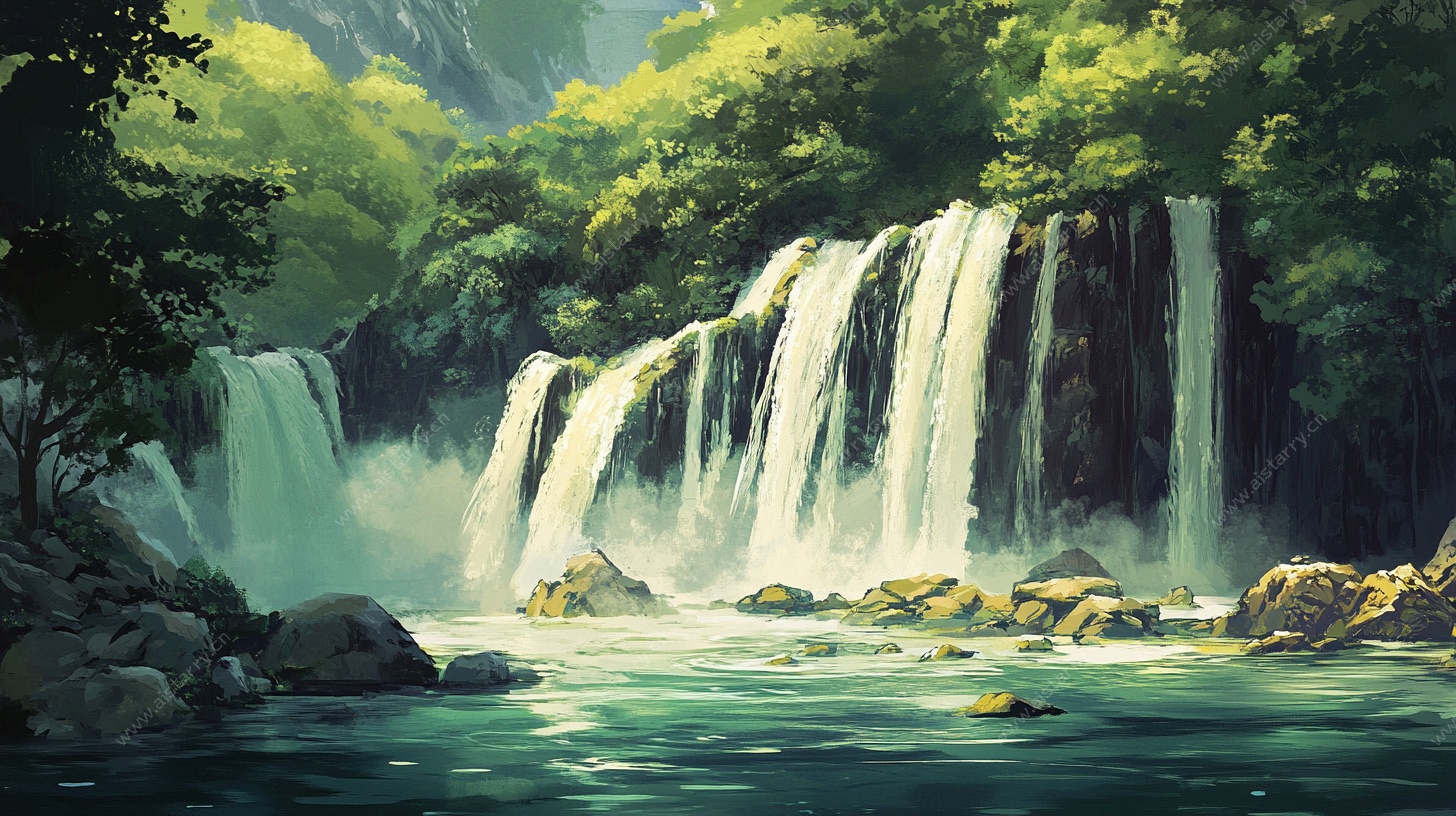 梦幻森林瀑布景观