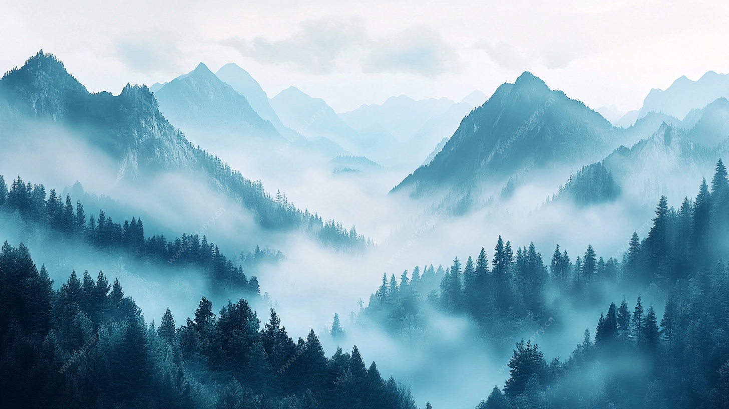 雾霭山林的梦幻景致