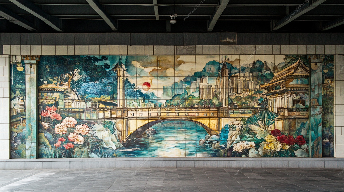 室内中式风情壁画装饰