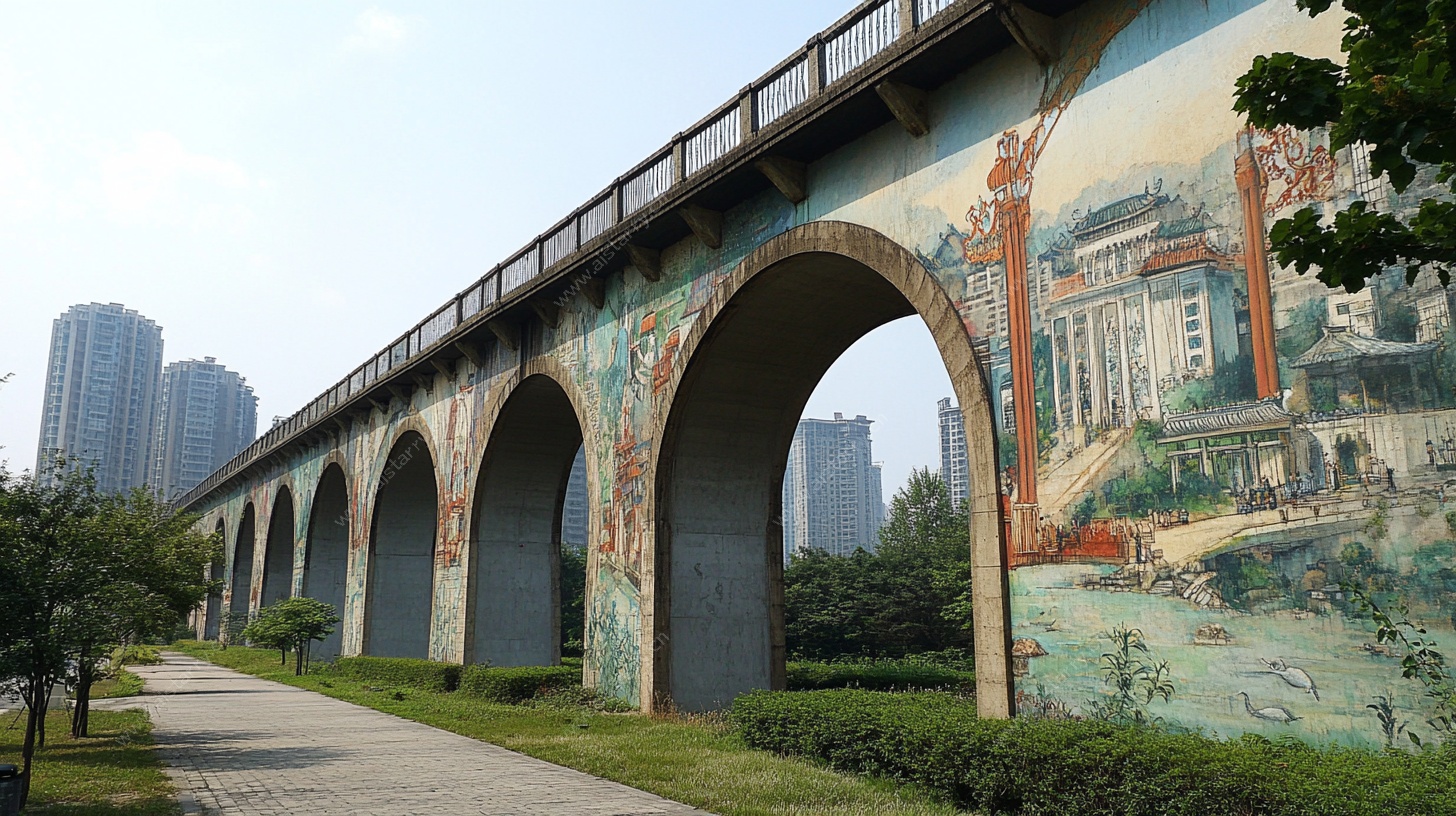 彩绘拱桥 城市中的艺术风景
