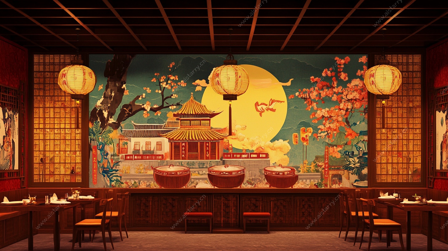 中式古风餐厅室内场景
