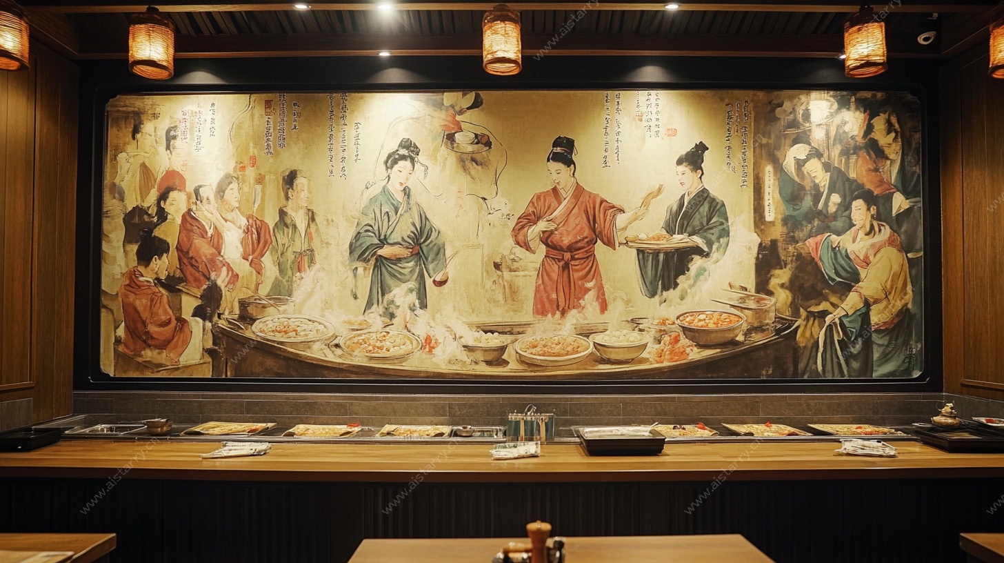 古风餐厅壁画 尽显中式韵味