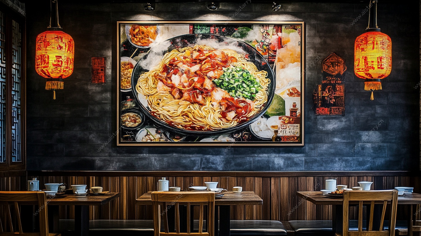 中式面馆内的诱人美食海报