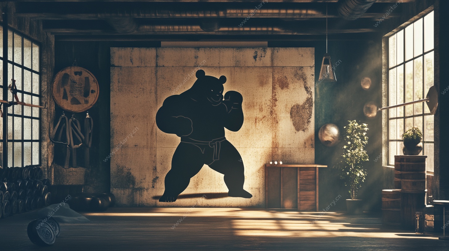 熊武士在复古房间中练武