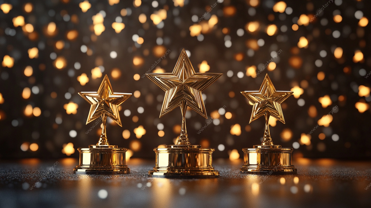 金色星星奖杯闪耀瞬间