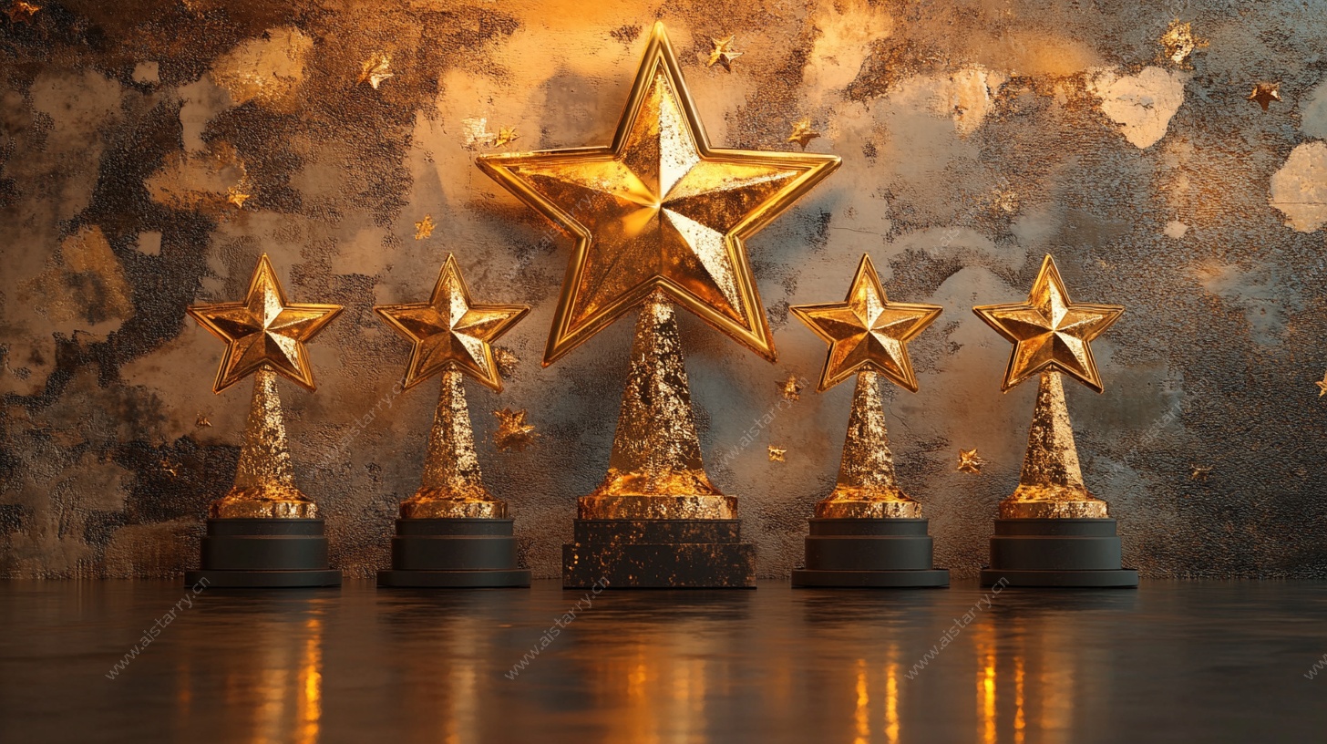 金色五星奖杯展示