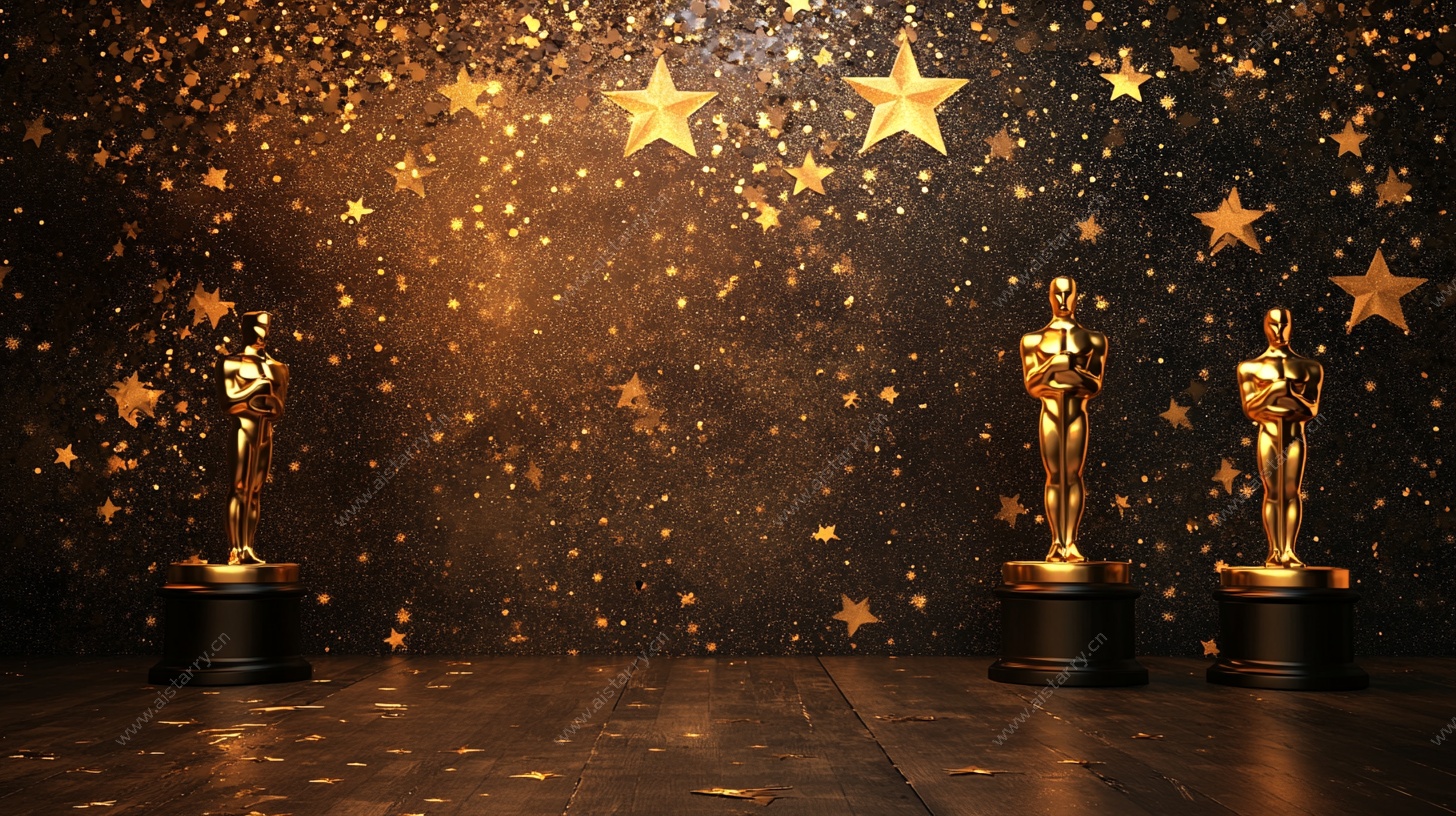 金色星光下的奥斯卡奖杯