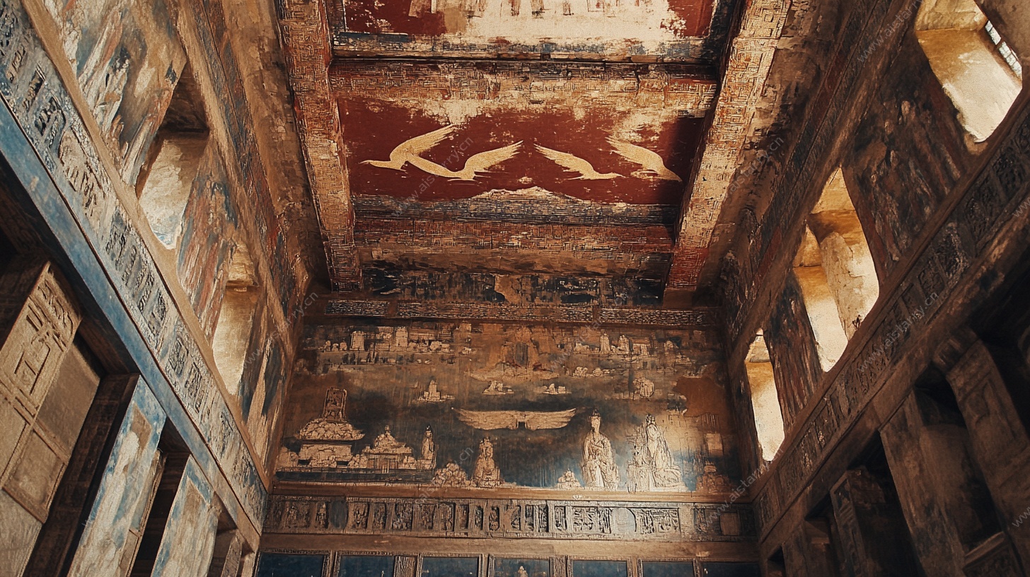古埃及风格神庙内天花板