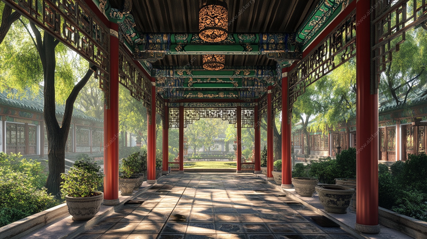 中式古典长廊景观