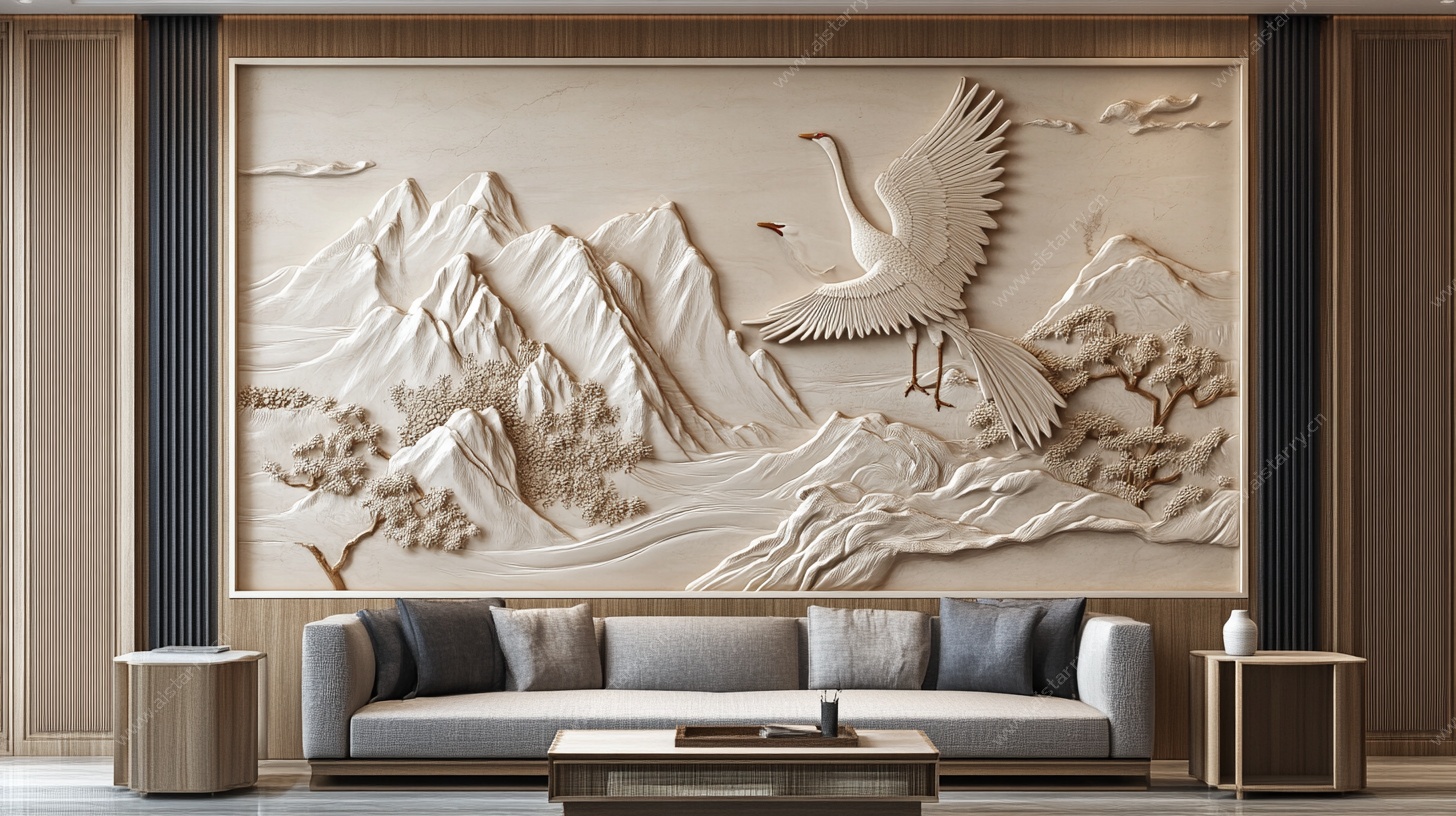 中式浮雕背景墙 大气典雅