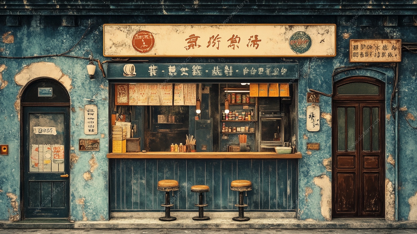 复古港式街头茶餐厅门面