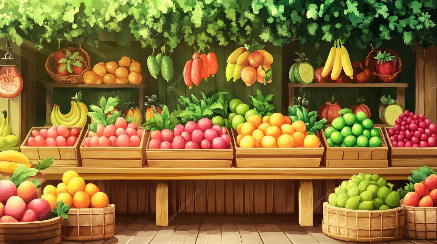 水果摊位插画
