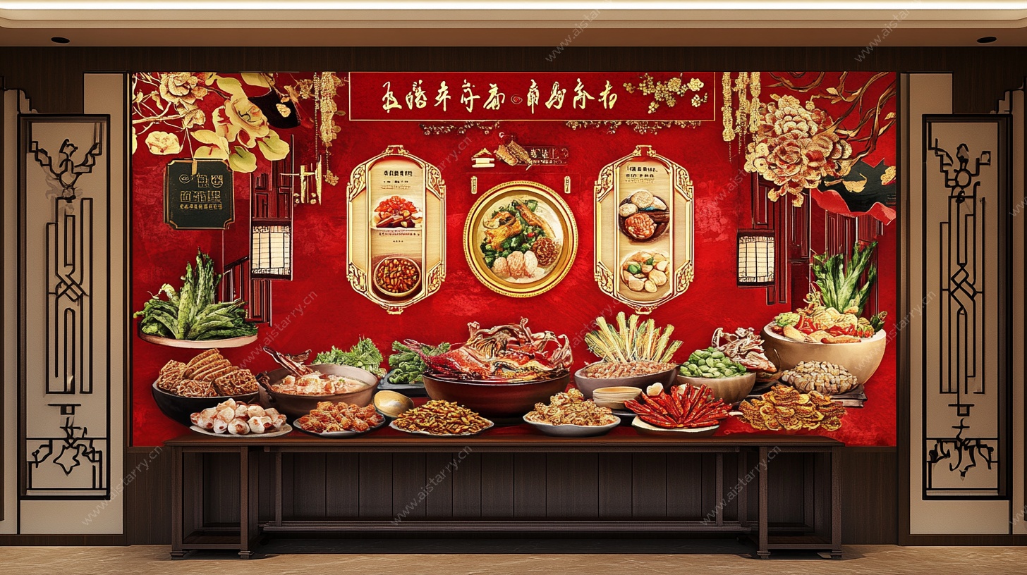 中式美食墙饰 丰盛佳肴