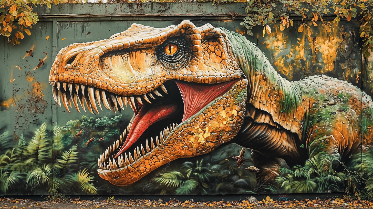 恐龙壁画艺术 栩栩如生