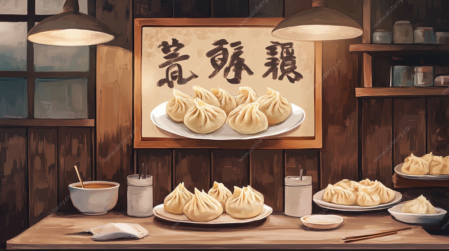 中式餐馆里的美味小笼包
