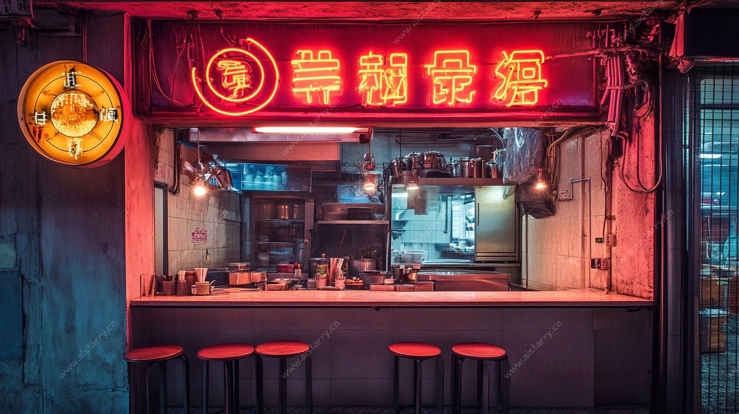 复古风街边面馆小店