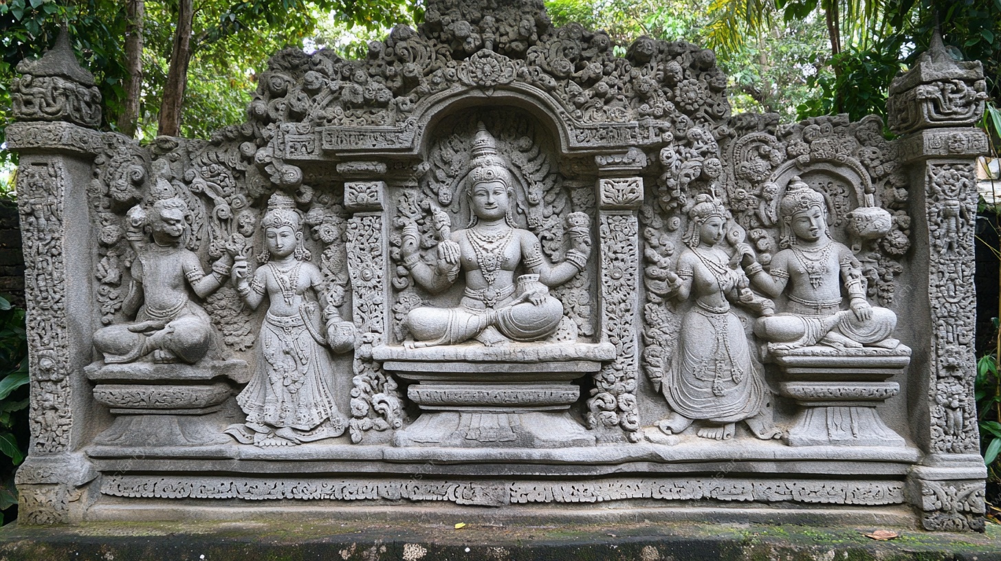 巴厘岛精美石雕神像群