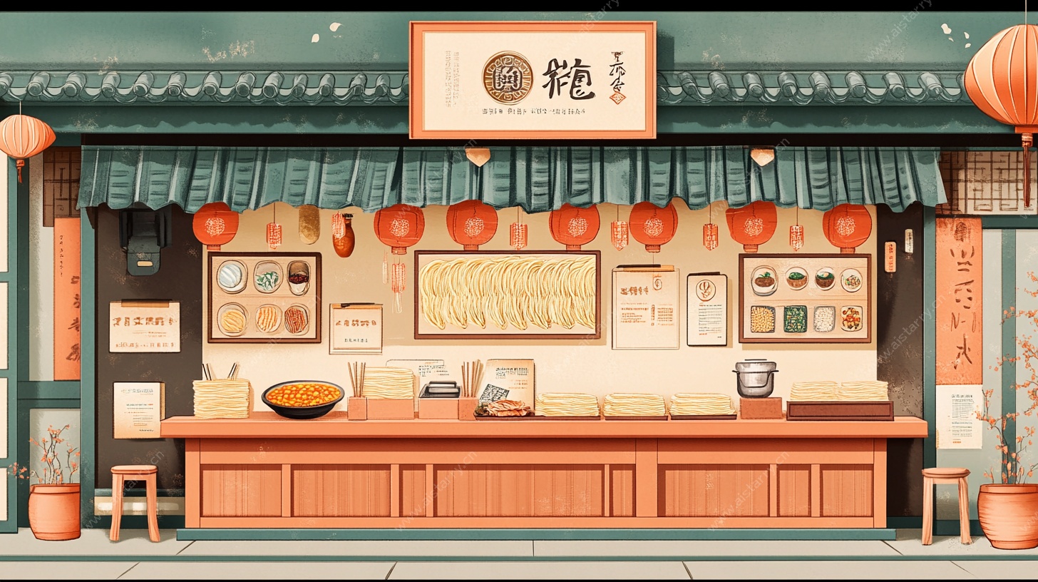 传统面馆插画