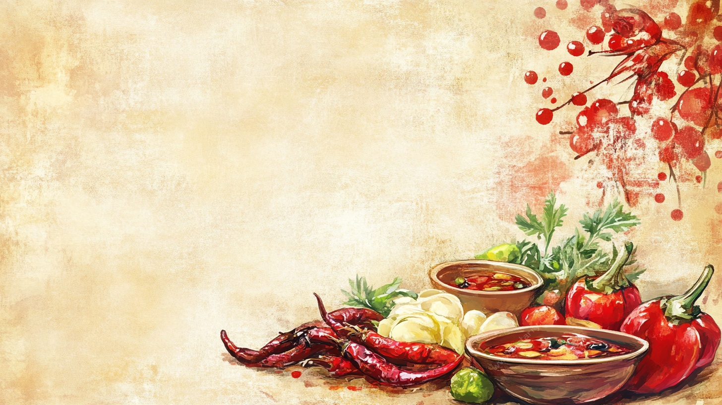 复古风美食调料插画背景