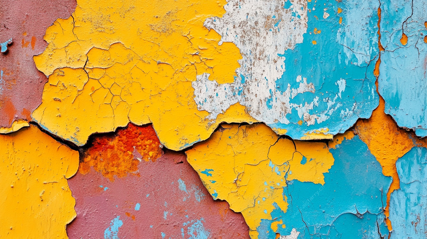剥落的多彩墙面纹理