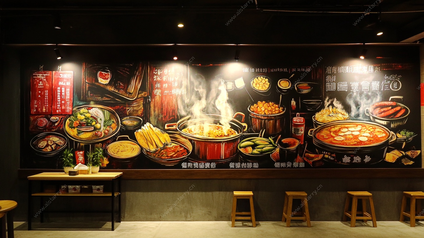 餐厅特色美食壁画展示