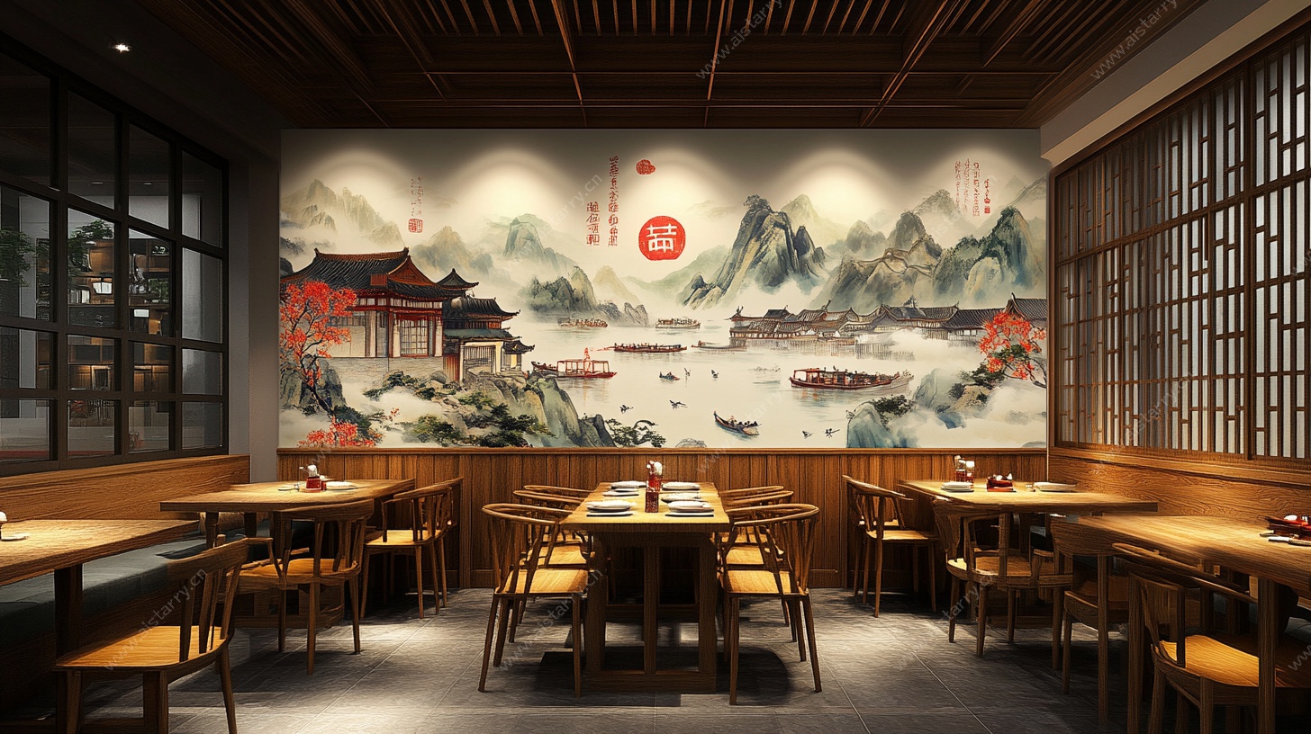 中式古风餐厅室内装饰图