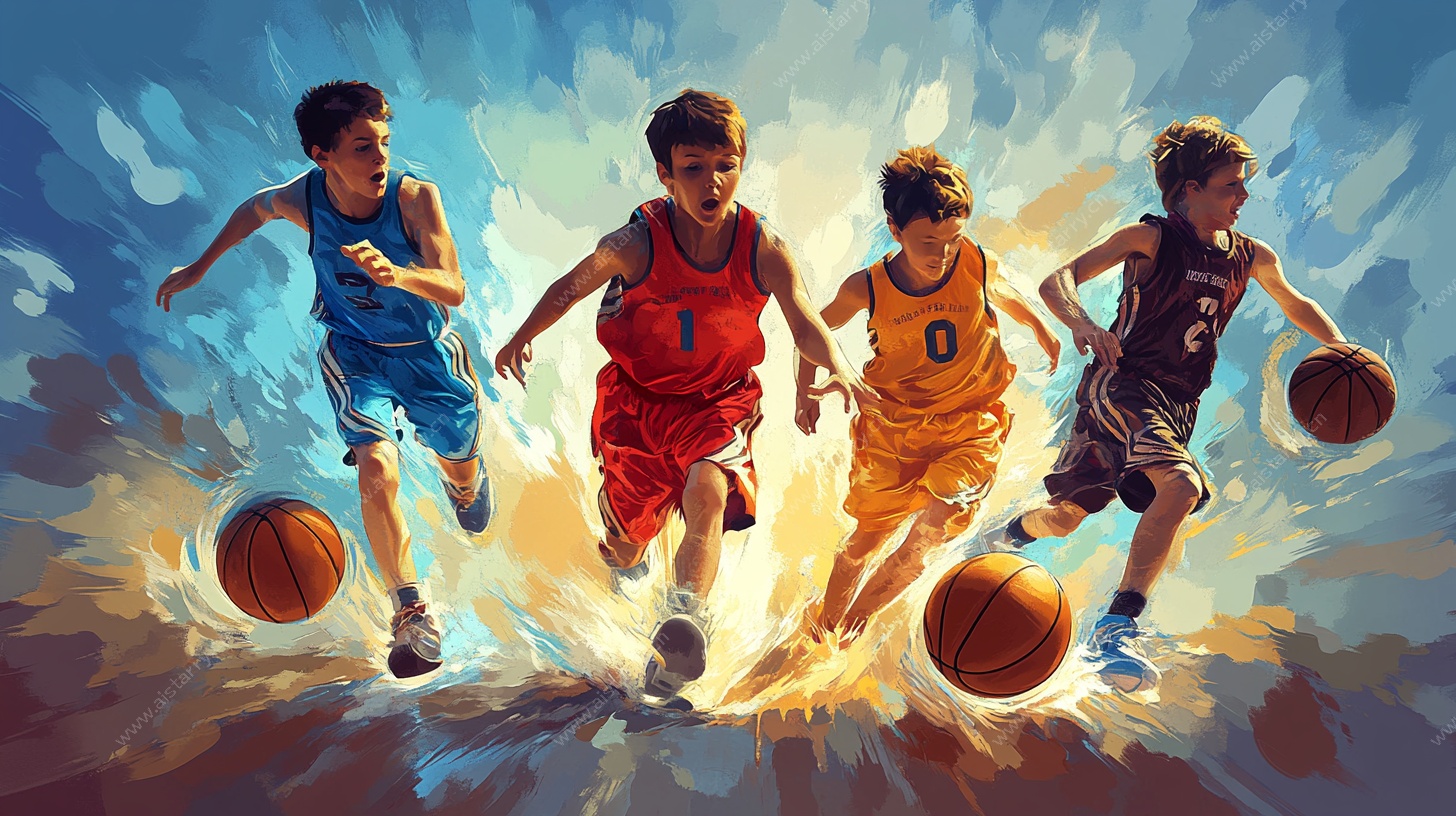 少年篮球激战瞬间