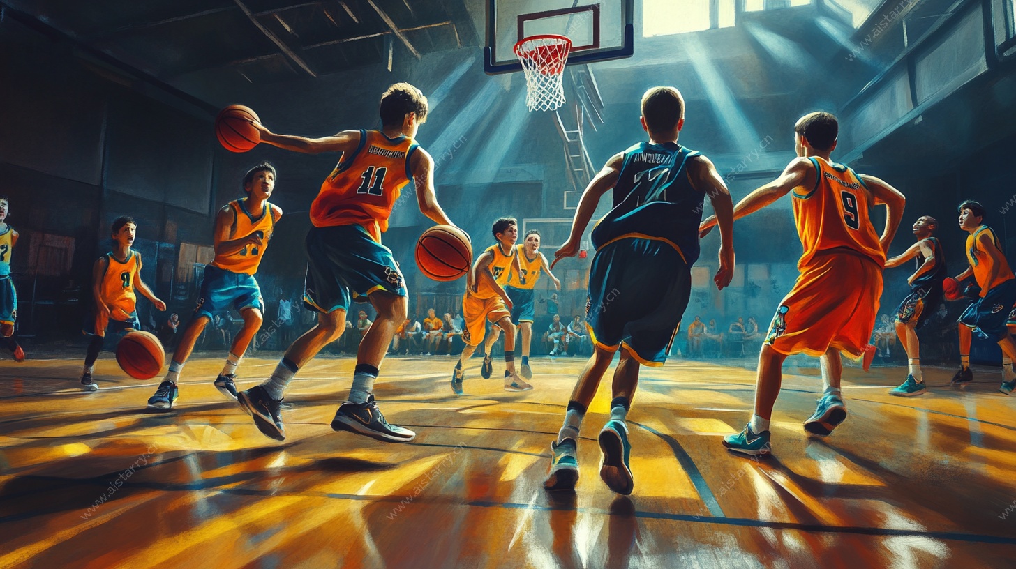 激烈篮球比赛瞬间